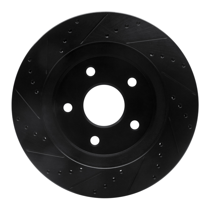 Jeep J8 Brake Rotor (1) - Front Right - R1 Concepts - Drilled & Slotted - Black - `08-`12